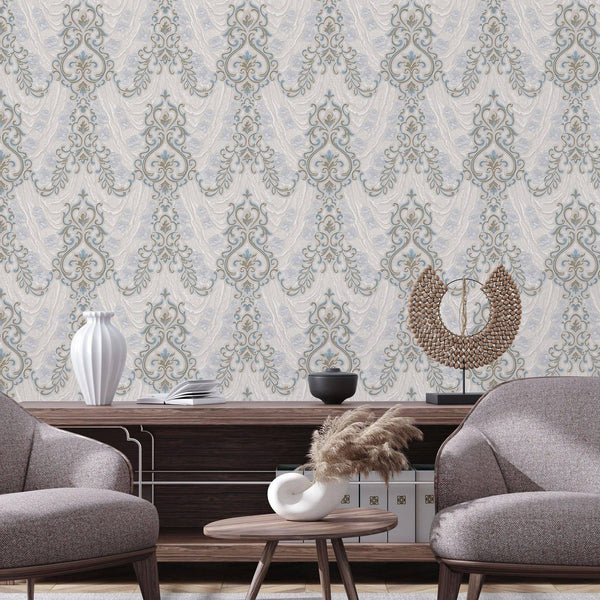 Luxury Gray Textured Embossed 3D Embossed Wallpaper, Premium Non-Woven Wall Covering, 41.7"W x 398"H, Washable Removable for 