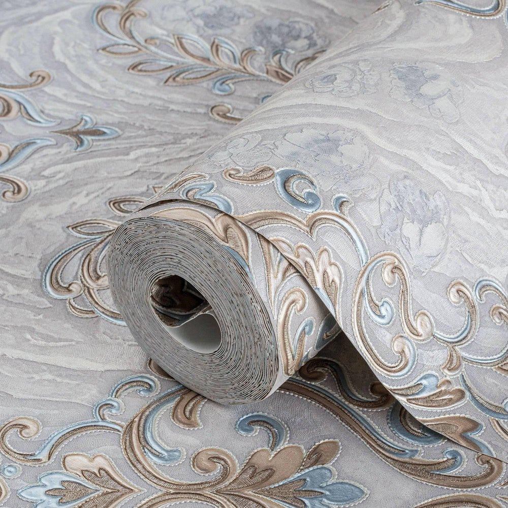 Luxury Gray Textured Embossed 3D Embossed Wallpaper, Premium Non-Woven Wall Covering, 41.7"W x 398"H, Washable Removable for 