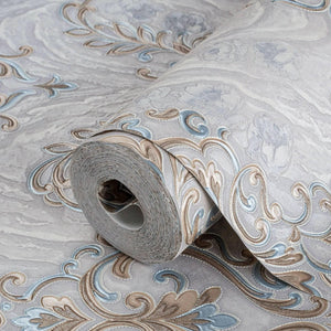 Luxury Gray Textured Embossed 3D Embossed Wallpaper, Premium Non-Woven Wall Covering, 41.7"W x 398"H, Washable Removable for 