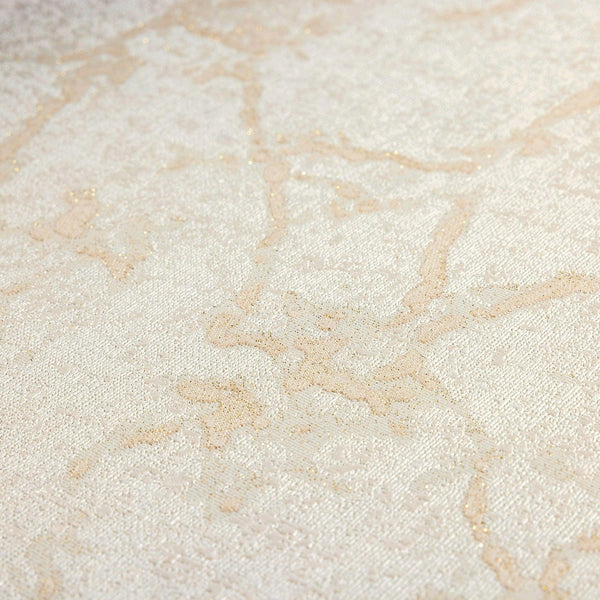 Luxury Ivory Abstract Textured Wallpaper, Scandinavian Non-Woven Wall Covering, 41.7"W x 398"H, Washable Removable for Living