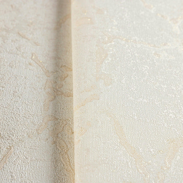 Luxury Ivory Abstract Textured Wallpaper, Scandinavian Non-Woven Wall Covering, 41.7"W x 398"H, Washable Removable for Living