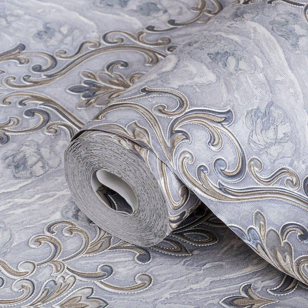 Luxury Gray Marble Textured Wallpaper, Premium Non-Woven Wall Covering, 41.7"W x 398"H, Washable Removable for Living Room Be