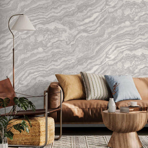 Luxury Gray Marble Textured Wallpaper, Premium Non-Woven Wall Covering, 41.7"W x 614"H, Washable Removable for Living Room Be