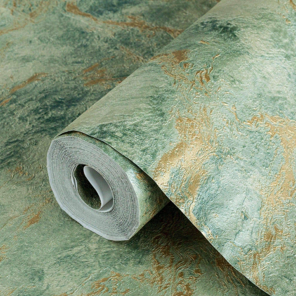 Luxury Gold Metallic Abstract Textured Wallpaper, Coastal Non-Woven Wall Covering, 41.7"W x 398"H, Washable Removable for Liv