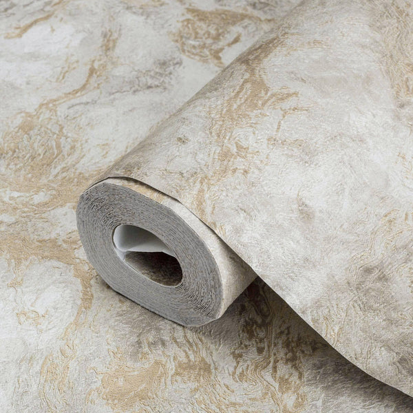 Luxury Ivory Metallic Abstract Textured Wallpaper, Premium Non-Woven Wall Covering, 41.7"W x 398"H, Washable Removable for Li