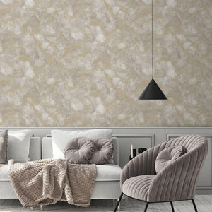 Luxury Ivory Metallic Abstract Textured Wallpaper, Premium Non-Woven Wall Covering, 41.7"W x 398"H, Washable Removable for Li