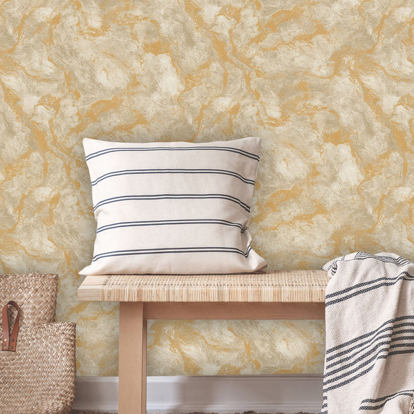 Luxury Beige Metallic Abstract Textured Wallpaper, Premium Non-Woven Wall Covering, 41.7"W x 398"H, Washable Removable for Li