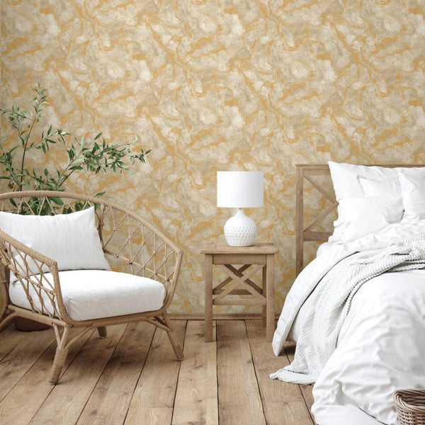 Luxury Beige Metallic Abstract Textured Wallpaper, Premium Non-Woven Wall Covering, 41.7"W x 398"H, Washable Removable for Li