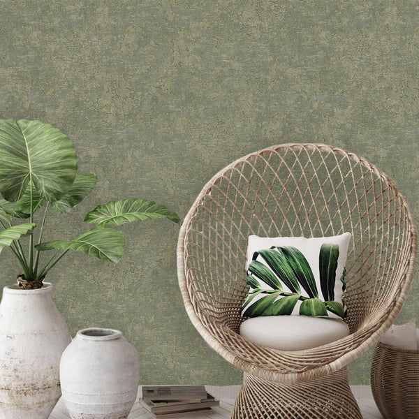 Luxury Green Textured Embossed 3D Embossed Wallpaper, Premium Non-Woven Wall Covering, 41.7"W x 398"H, Washable Removable for