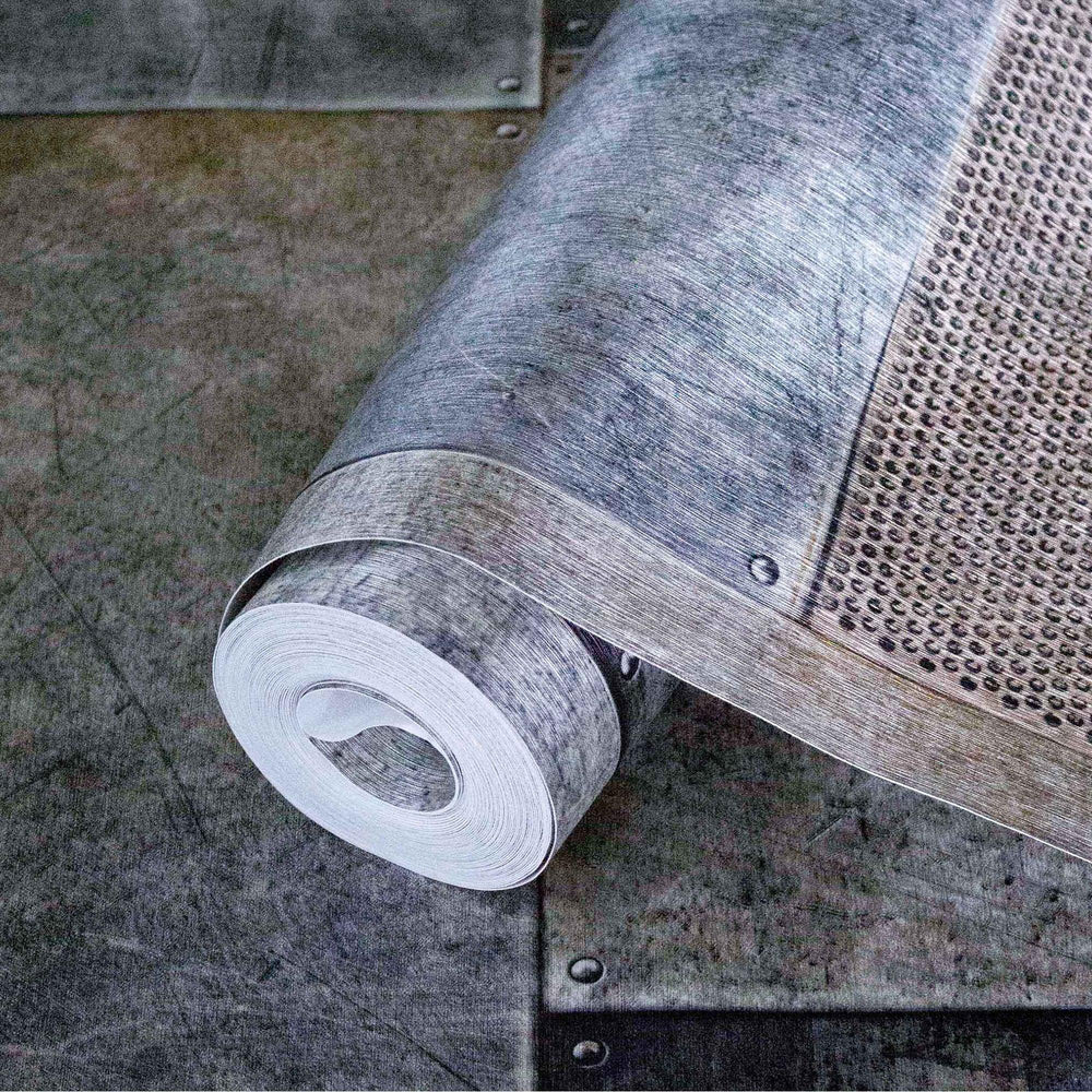 Luxury Blue Geometric Metallic Textured Wallpaper, Industrial Non-Woven Wall Covering, 41.7"W x 398"H, Washable Removable for