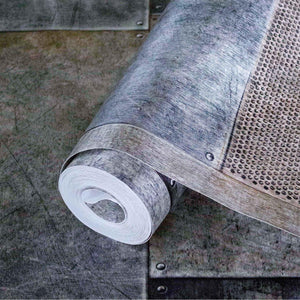 Luxury Blue Geometric Metallic Textured Wallpaper, Industrial Non-Woven Wall Covering, 41.7"W x 398"H, Washable Removable for