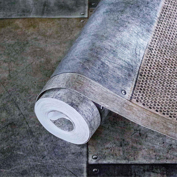 Luxury Blue Geometric Metallic Textured Wallpaper, Industrial Non-Woven Wall Covering, 41.7"W x 398"H, Washable Removable for