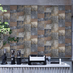 Luxury Blue Geometric Metallic Textured Wallpaper, Industrial Non-Woven Wall Covering, 41.7"W x 398"H, Washable Removable for