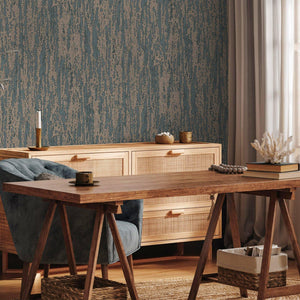 Luxury Blue Abstract Metallic 3D Embossed Wallpaper, Coastal Non-Woven Wall Covering, 41.7"W x 614"H, Washable Removable for 