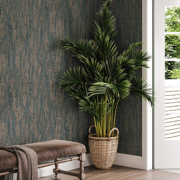 Luxury Blue Abstract Metallic 3D Embossed Wallpaper, Coastal Non-Woven Wall Covering, 41.7"W x 614"H, Washable Removable for 