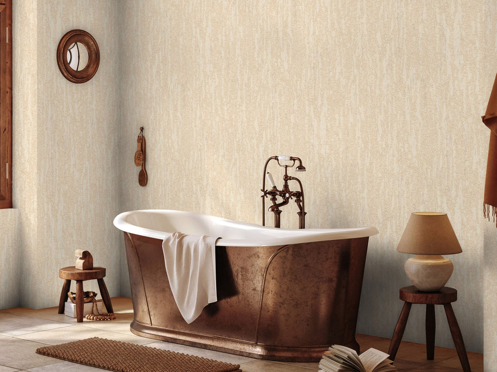 Luxury Cream Abstract Metallic 3D Embossed Wallpaper, Victorian Non-Woven Wall Covering, 41.7"W x 614"H, Washable Removable f