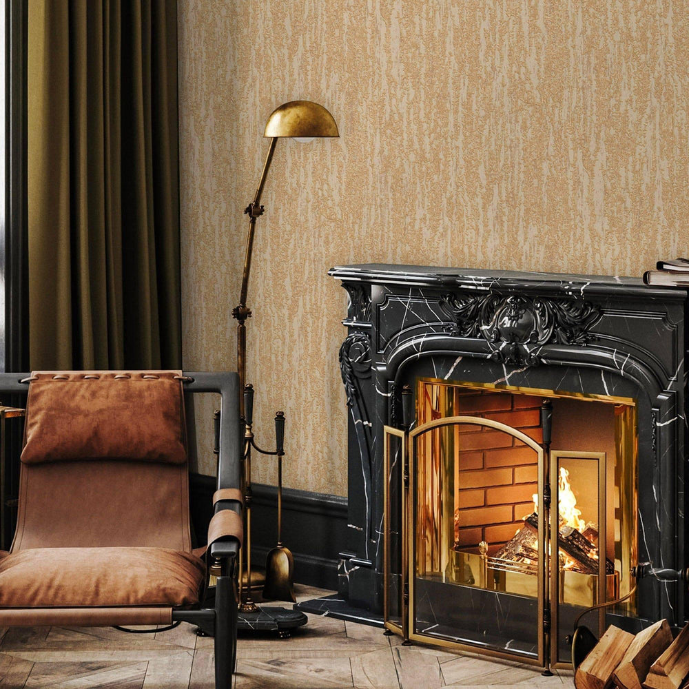 Luxury Gold Abstract Metallic 3D Embossed Wallpaper, Boho Non-Woven Wall Covering, 41.7"W x 614"H, Washable Removable for Liv