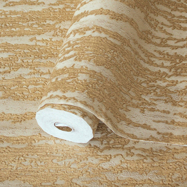 Luxury Gold Abstract Metallic 3D Embossed Wallpaper, Boho Non-Woven Wall Covering, 41.7"W x 614"H, Washable Removable for Liv