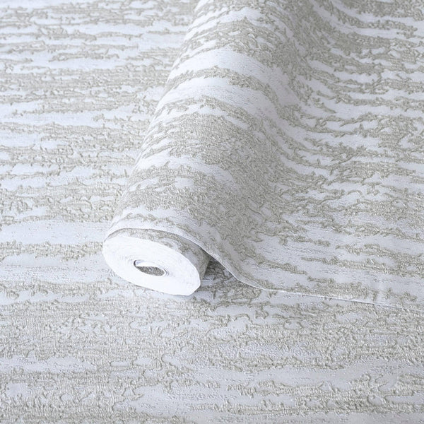 Luxury Ivory Abstract Metallic 3D Embossed Wallpaper, Modern Non-Woven Wall Covering, 41.7"W x 614"H, Washable Removable for 