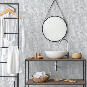 Luxury White Distressed Abstract Textured Wallpaper, Contemporary Non-Woven Wall Covering, 41.7"W x 398"H, Washable Removable