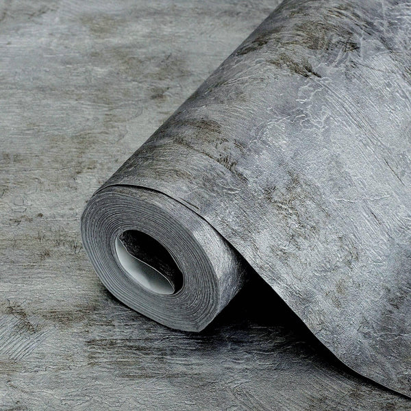 Luxury Silver Distressed Abstract Textured Wallpaper, Farmhouse Non-Woven Wall Covering, 41.7"W x 398"H, Washable Removable f