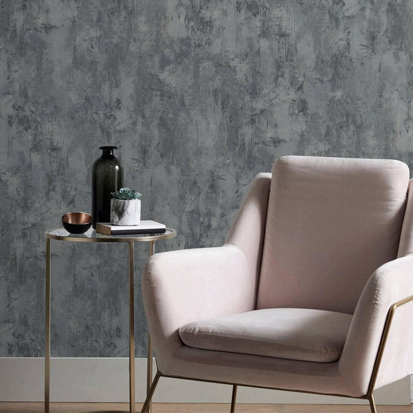 Luxury Silver Distressed Abstract Textured Wallpaper, Farmhouse Non-Woven Wall Covering, 41.7"W x 398"H, Washable Removable f