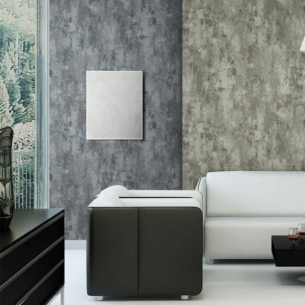 Luxury Silver Distressed Abstract Textured Wallpaper, Farmhouse Non-Woven Wall Covering, 41.7"W x 398"H, Washable Removable f