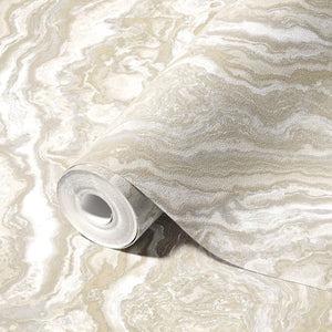 Luxury Beige Marble Textured Wallpaper, Boho Non-Woven Wall Covering, 41.7"W x 614"H, Washable Removable for Living Room Bedr