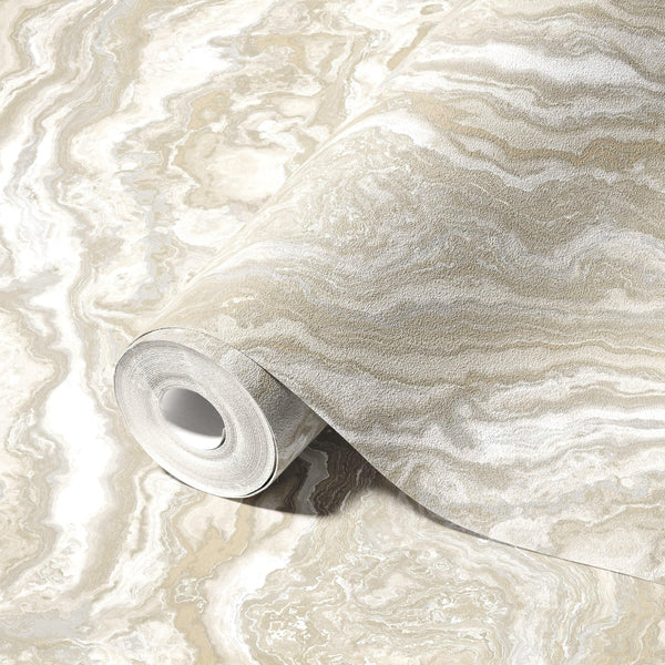 Luxury Beige Marble Textured Wallpaper, Boho Non-Woven Wall Covering, 41.7"W x 614"H, Washable Removable for Living Room Bedr