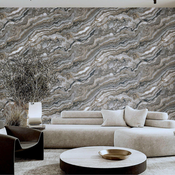 Luxury Blue Marble Textured Wallpaper, Coastal Non-Woven Wall Covering, 41.7"W x 614"H, Washable Removable for Living Room Be