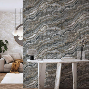 Luxury Blue Marble Textured Wallpaper, Coastal Non-Woven Wall Covering, 41.7"W x 614"H, Washable Removable for Living Room Be