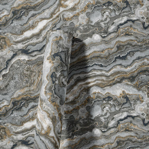 Luxury Blue Marble Textured Wallpaper, Coastal Non-Woven Wall Covering, 41.7"W x 614"H, Washable Removable for Living Room Be