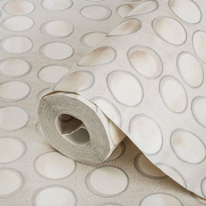 Luxury Beige Geometric Textured Wallpaper, Contemporary Non-Woven Wall Covering, 41.7"W x 398"H, Washable Removable for Livin