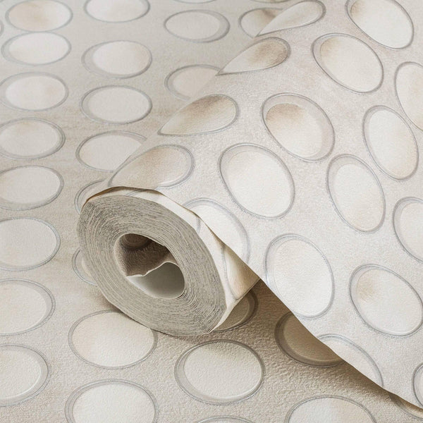 Luxury Beige Geometric Textured Wallpaper, Contemporary Non-Woven Wall Covering, 41.7"W x 398"H, Washable Removable for Livin