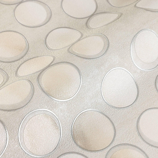 Luxury Beige Geometric Textured Wallpaper, Contemporary Non-Woven Wall Covering, 41.7"W x 398"H, Washable Removable for Livin