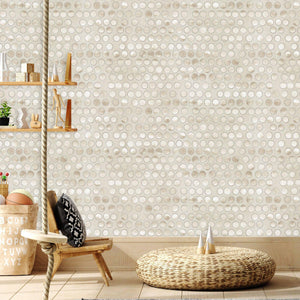 Luxury Beige Geometric Textured Wallpaper, Contemporary Non-Woven Wall Covering, 41.7"W x 398"H, Washable Removable for Livin