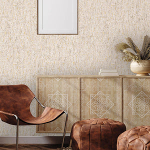 Luxury Beige Textured Embossed 3D Embossed Wallpaper, Traditional Non-Woven Wall Covering, 41.7"W x 398"H, Washable Removable