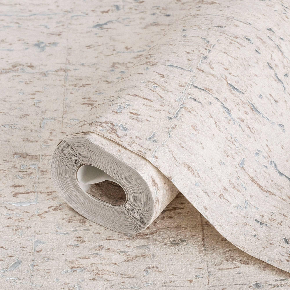 Luxury Beige Textured Embossed 3D Embossed Wallpaper, Country Non-Woven Wall Covering, 41.7"W x 398"H, Washable Removable for