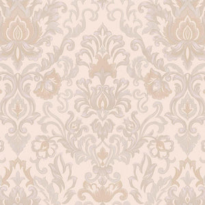 Luxury Beige Damask Textured Wallpaper, Modern Non-Woven Wall Covering, 41.7"W x 614"H, Washable Removable for Living Room Be