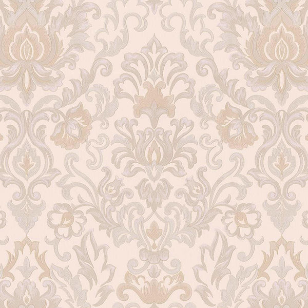 Luxury Beige Damask Textured Wallpaper, Modern Non-Woven Wall Covering, 41.7"W x 614"H, Washable Removable for Living Room Be