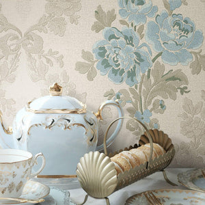 Luxury Beige Floral Geometric Textured Wallpaper, Modern Non-Woven Wall Covering, 41.7"W x 614"H, Washable Removable for Livi