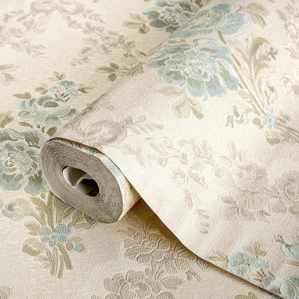 Luxury Beige Floral Geometric Textured Wallpaper, Modern Non-Woven Wall Covering, 41.7"W x 614"H, Washable Removable for Livi