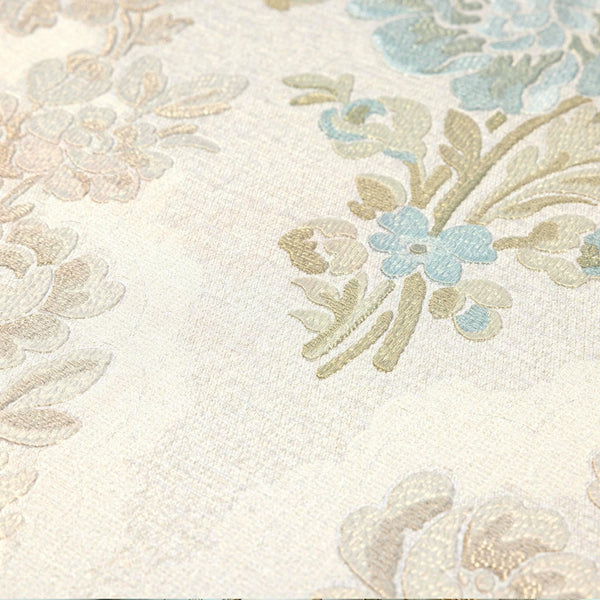 Luxury Beige Floral Geometric Textured Wallpaper, Modern Non-Woven Wall Covering, 41.7"W x 614"H, Washable Removable for Livi