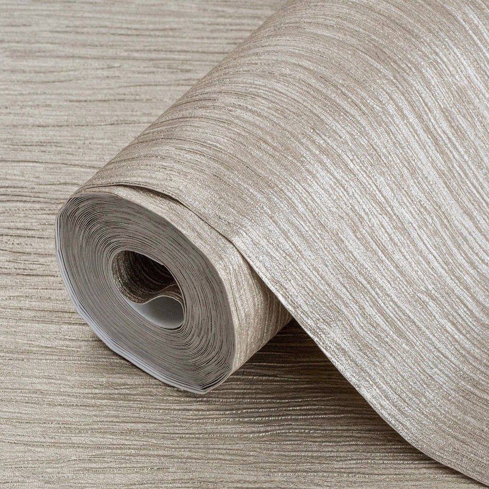 Luxury Beige Striped Stripe 3D Embossed Wallpaper, Traditional Non-Woven Wall Covering, 41.7"W x 398"H, Washable Removable fo
