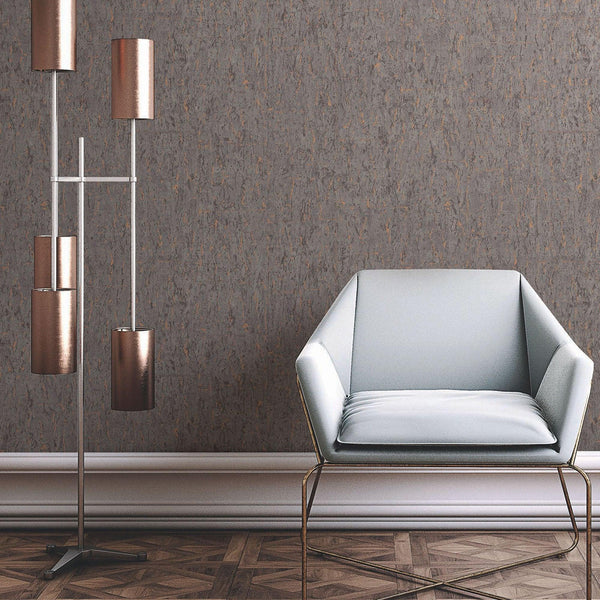 Luxury Brown Textured Embossed 3D Embossed Wallpaper, Industrial Non-Woven Wall Covering, 41.7"W x 398"H, Washable Removable 