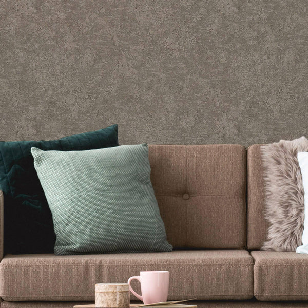 Luxury Brown Textured Embossed 3D Embossed Wallpaper, Modern Non-Woven Wall Covering, 41.7"W x 398"H, Washable Removable for 