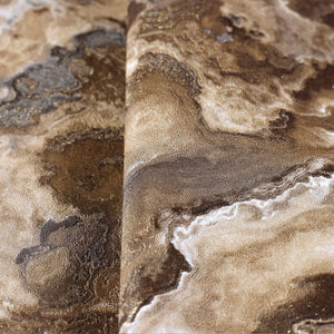 Luxury Brown Marble Textured Wallpaper, Contemporary Non-Woven Wall Covering, 41.7"W x 614"H, Washable Removable for Living R