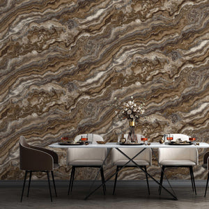 Luxury Brown Marble Textured Wallpaper, Contemporary Non-Woven Wall Covering, 41.7"W x 614"H, Washable Removable for Living R