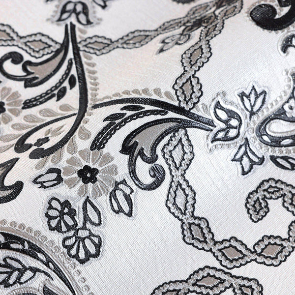 Luxury Black Damask Textured 3D Embossed Wallpaper, Modern Non-Woven Wall Covering, 41.7"W x 398"H, Washable Removable for Li