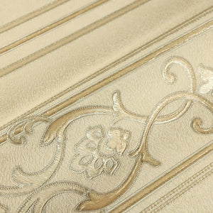 Luxury Beige Striped Stripe 3D Embossed Wallpaper, Traditional Non-Woven Wall Covering, 41.7"W x 398"H, Washable Removable fo
